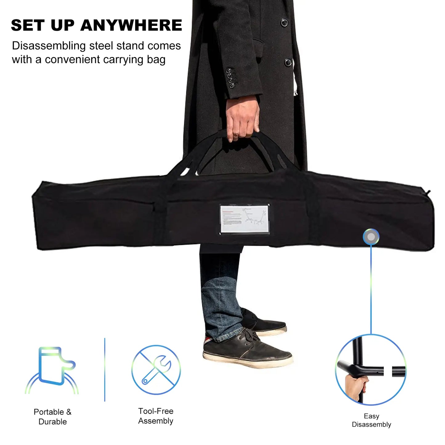 Hammock with Stand Included 450lb Capacity Steel Stand, Premium Carry Bag Included and Two Anti Roll Balance Beam