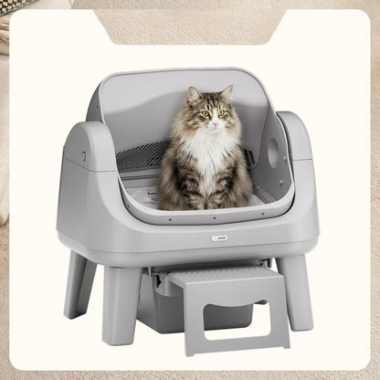 Self Cleaning Cat Litter Box with Safety Sensors & Easy Step for Senior Cats
