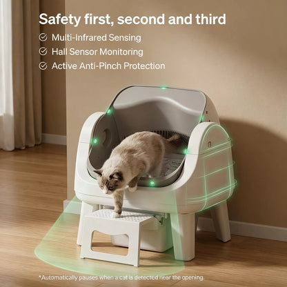 Self Cleaning Cat Litter Box with Safety Sensors & Easy Step for Senior Cats