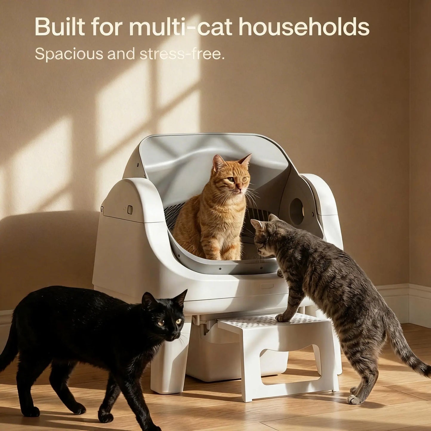 Self Cleaning Cat Litter Box with Safety Sensors & Easy Step for Senior Cats