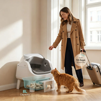 Self Cleaning Cat Litter Box with Safety Sensors & Easy Step for Senior Cats