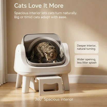 Self Cleaning Cat Litter Box with Safety Sensors & Easy Step for Senior Cats