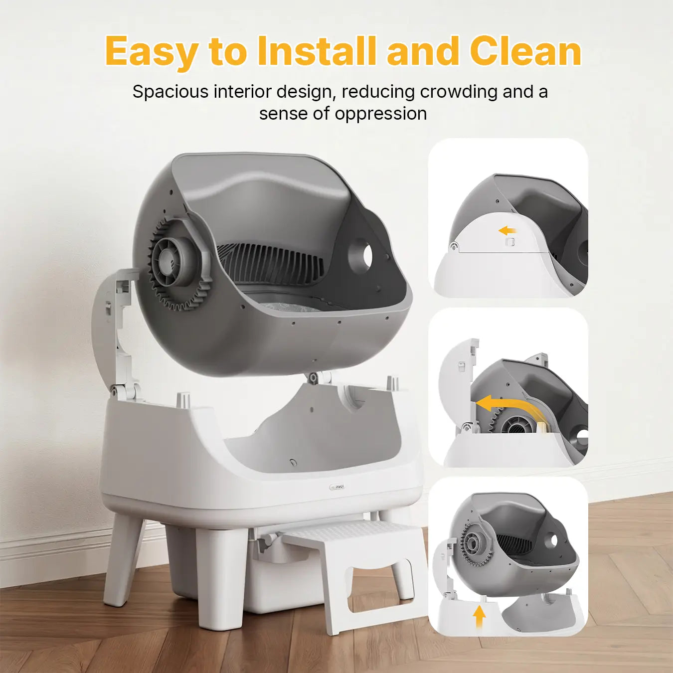 Self Cleaning Cat Litter Box with Safety Sensors & Easy Step for Senior Cats