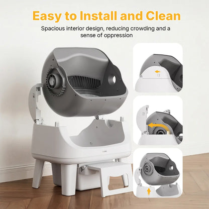 Self Cleaning Cat Litter Box with Safety Sensors & Easy Step for Senior Cats