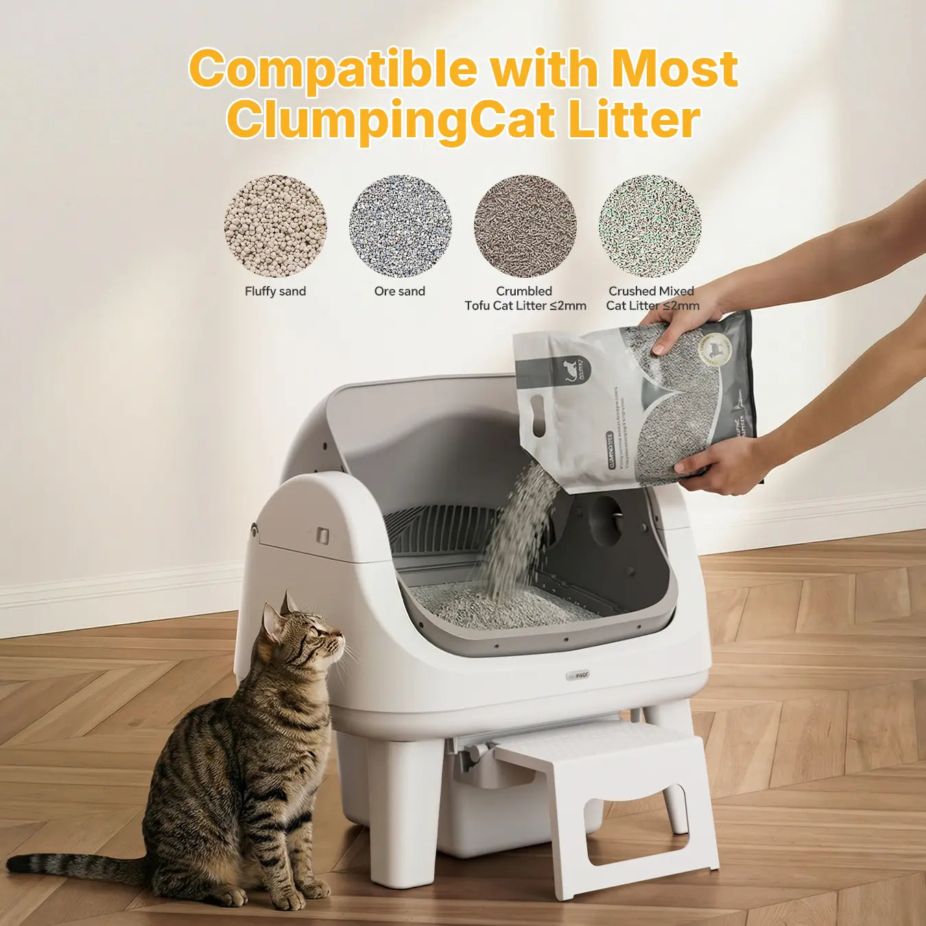 Self Cleaning Cat Litter Box with Safety Sensors & Easy Step for Senior Cats