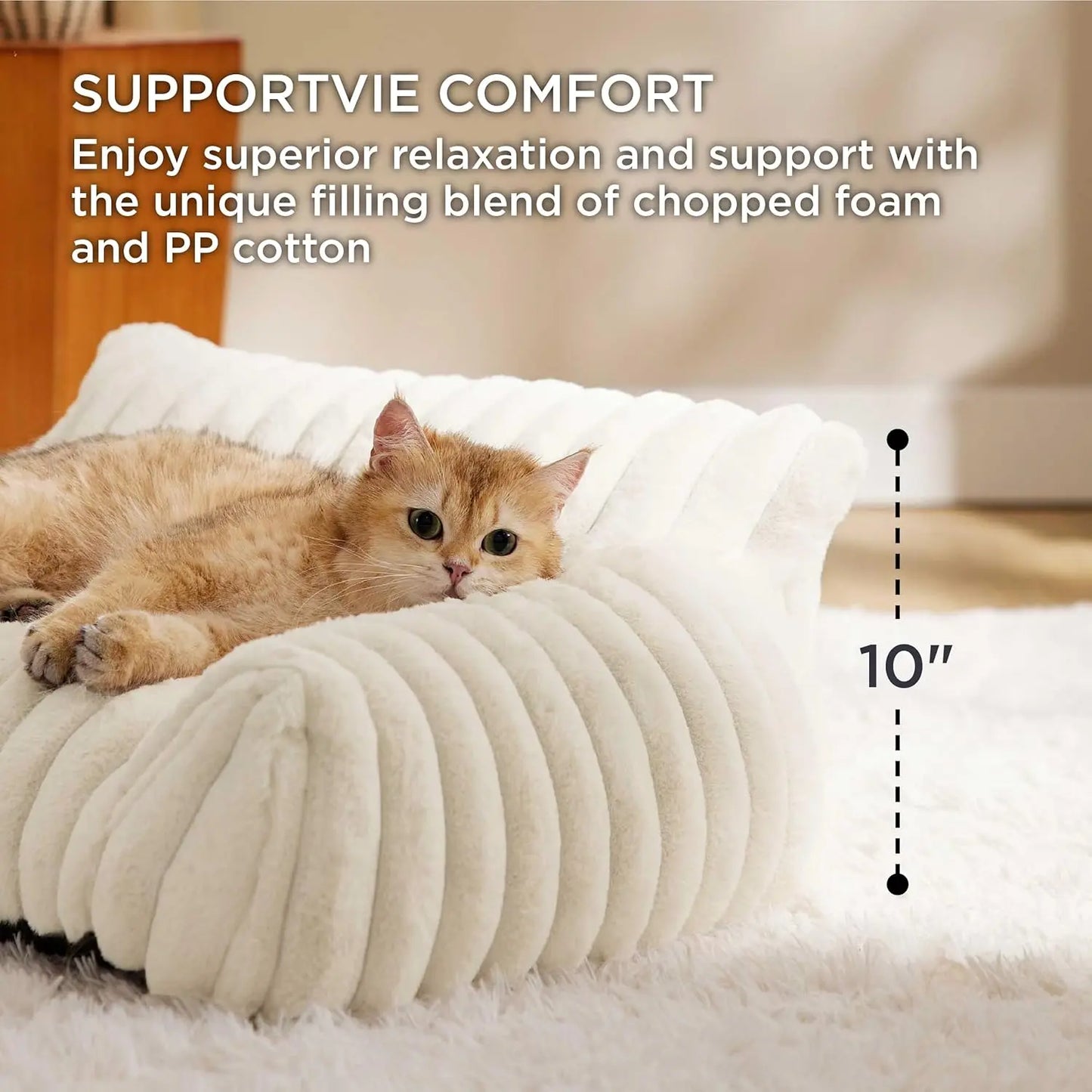 Cute Cat Couch for Pets - Fluffy Dog Bed Small Medium Size Dog with Premium Soft Corduroy Fleece, Pet Sofa with Removable Washable Cover, Supportive Couch Bed for Small Dogs， Four-Season Sleeping Basket Style Cat Bed, Shaped Beds
