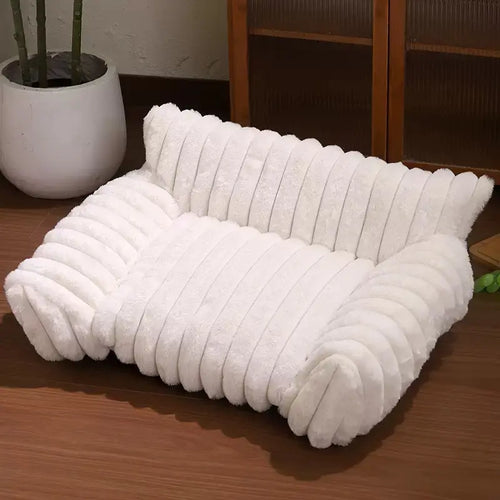 Cute Cat Couch for Pets - Fluffy Dog Bed Small Medium Size Dog with Premium Soft Corduroy Fleece, Pet Sofa with Removable Washable Cover, Supportive Couch Bed for Small Dogs， Four-Season Sleeping Basket Style Cat Bed, Shaped Beds