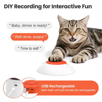 Puzzle Feeder Toy, Interactive IQ Training, Electronic Dog & Cat Toys, Automatic Rechargeable Treat Dispenser, Push Remote for Food Dispensing for All Breeds, 280ml Capacity