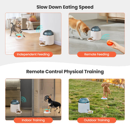 Puzzle Feeder Toy, Interactive IQ Training, Electronic Dog & Cat Toys, Automatic Rechargeable Treat Dispenser, Push Remote for Food Dispensing for All Breeds, 280ml Capacity