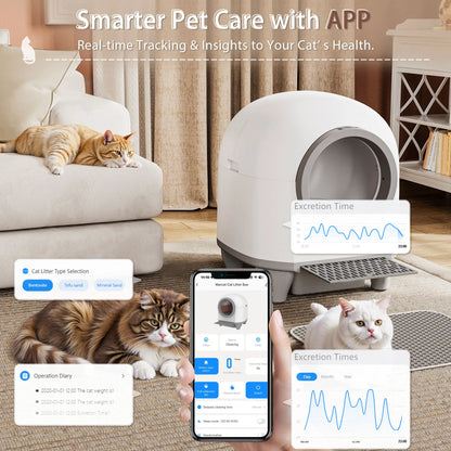 90L Self-Cleaning Cat Litter Box with WiFi App & Smart Sensors
