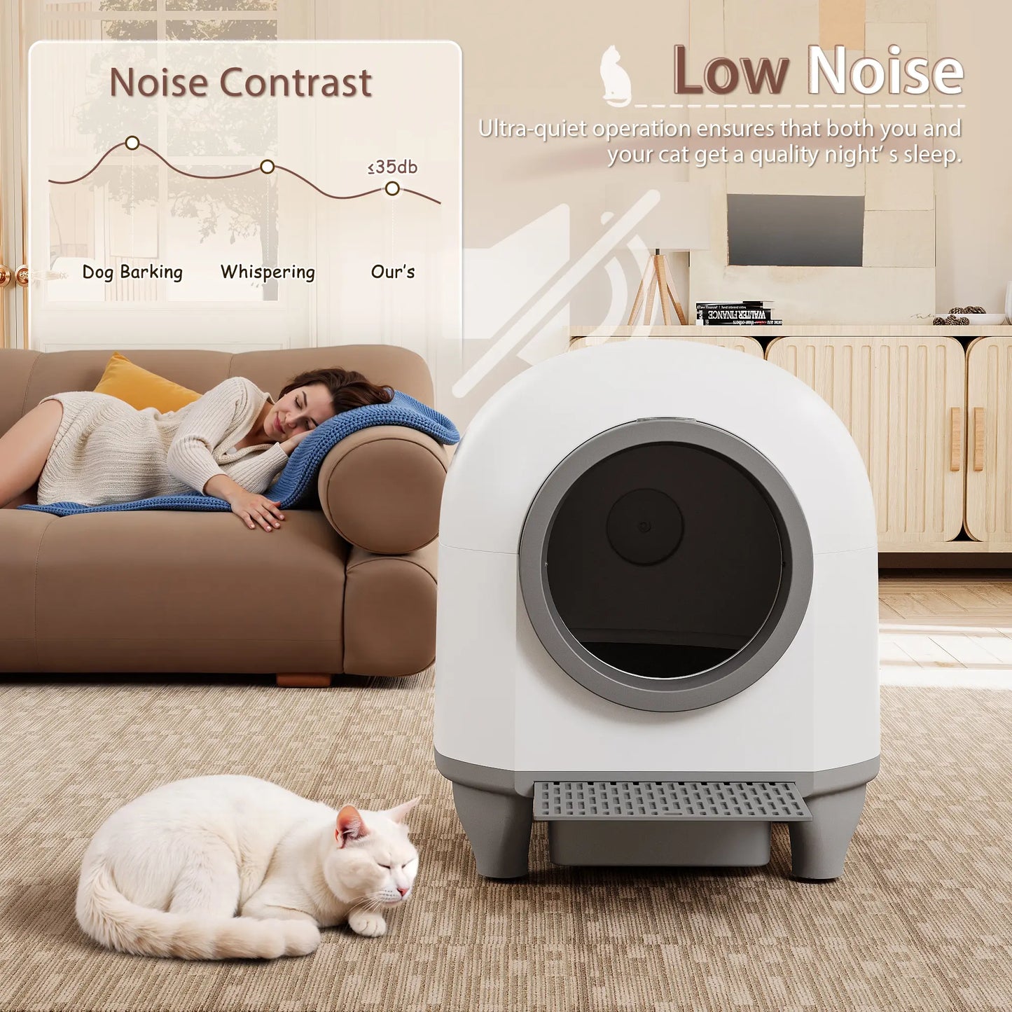90L Self-Cleaning Cat Litter Box with WiFi App & Smart Sensors