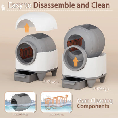 90L Self-Cleaning Cat Litter Box with WiFi App & Smart Sensors