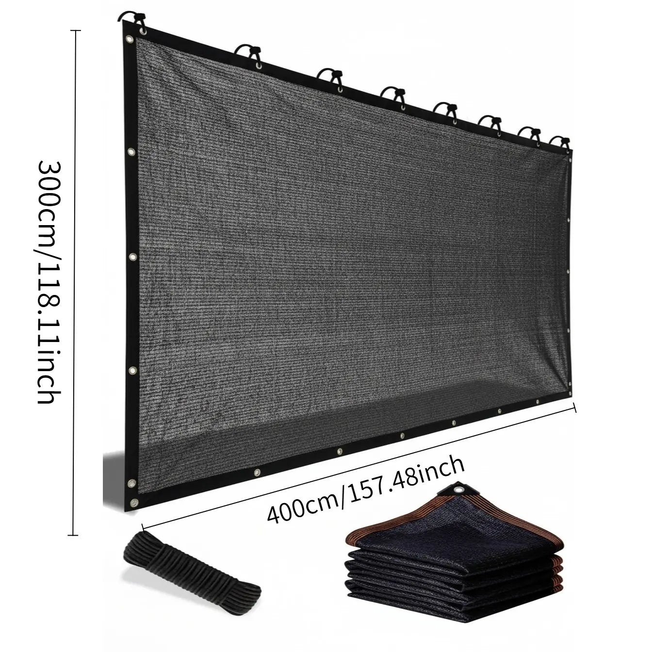 Black 90% Sunblock Shade Cloth 10x13ft UV Resistant Mesh Shading Net with Reinforced Metal Rivets Outdoor Patio Sunshade Camping Garden Greenhouse Sunshade