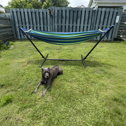 Hammock with Stand Included 450lb Capacity Steel Stand, Premium Carry Bag Included and Two Anti Roll Balance Beam